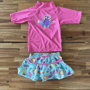 UV Skinz Girls 2 Piece Swimwear Set Size 3T- Pink Pool Vacation Beach UPF 50+